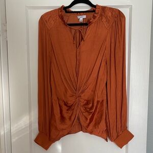 Current Air Burnt Orange Blouse with Knot Detail